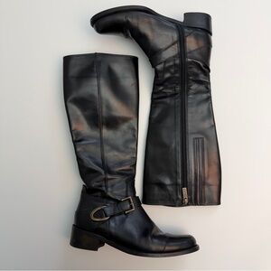 Duo Black Leather Knee High Boots, Size 38/7.5
